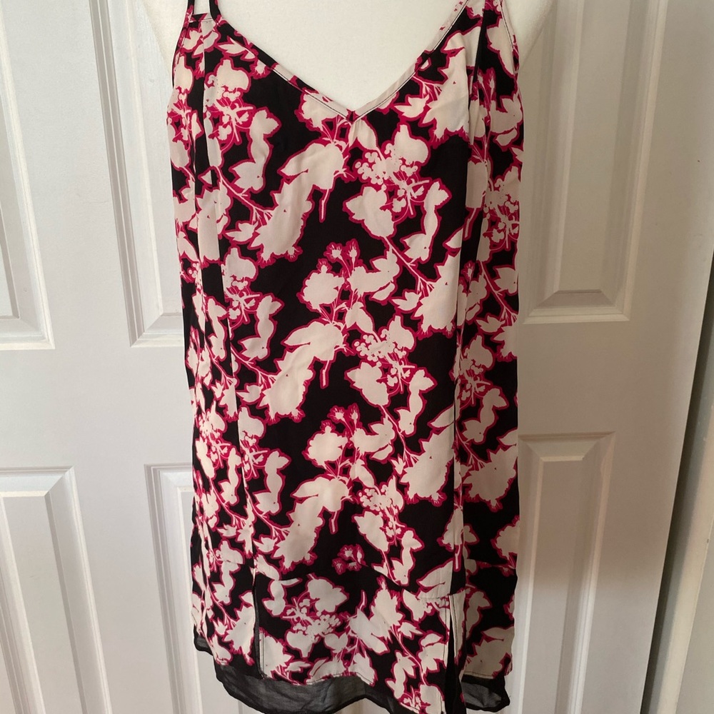 Black, pink and white floral dress